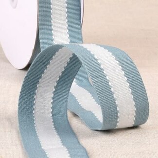 Stéphanoise & Médiac Strapping, Ecru and Jean, 4cm wide, per metre