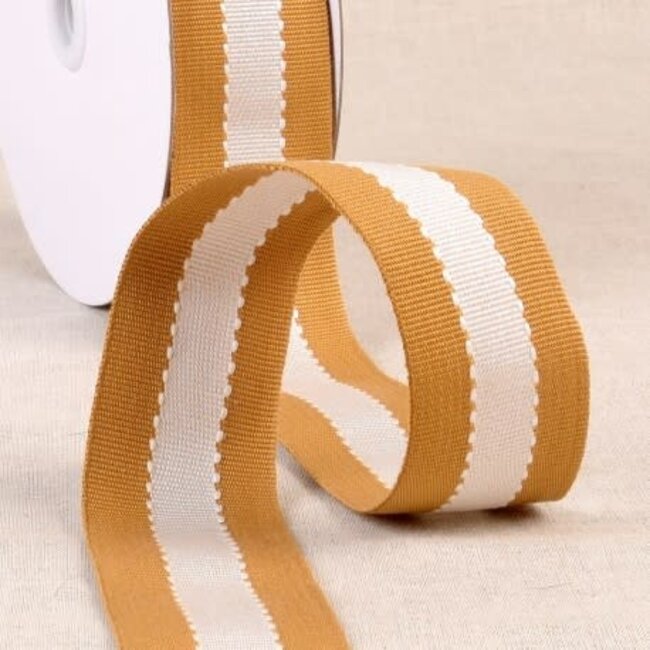 Strapping, Ecru and Mustard, 4cm wide, per metre