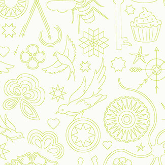 Andover Fabrics Sun Print Luminance, Embroidery, Moss, $0.20/cm or $20/m