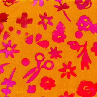 Andover Stitched Floral, Marigold, $0.20/cm or $20/m