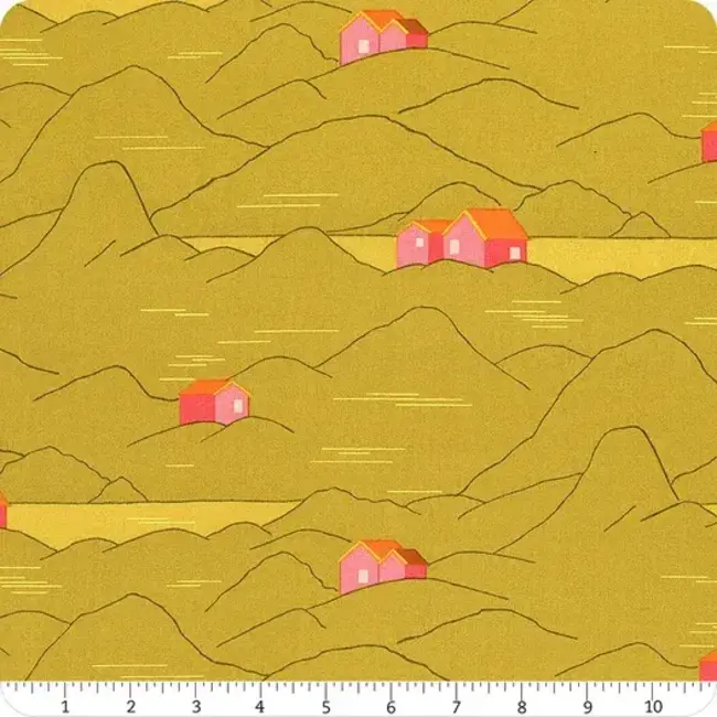 Wildflowers, Cottages, Chartreuse, $0.20/cm or $20/m