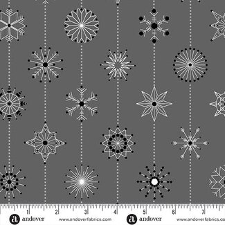 Andover Fabrics Century Prints, Deco, Frost, Snowflakes, S, $0.20/cm or $20/m