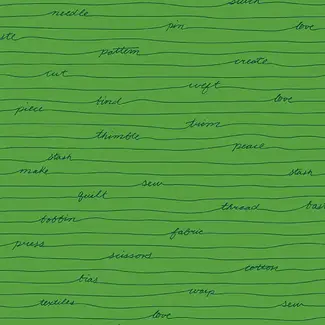 Andover Fabrics Scrawl Longhand, Clover, $0.20/cm or $20/m