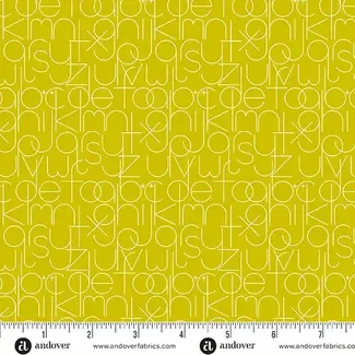 Andover Fabrics Soliloquy, Enough, Chartreuse, $0.20/cm or $20/m