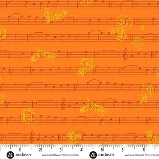 Andover Fabrics Soliloquy, Singalong, Marigold, $0.20/cm or $20/m