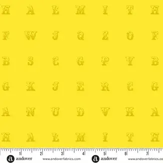 Andover Fabrics Soliloquy, Typset, Sunshine, $0.20/cm or $20/m