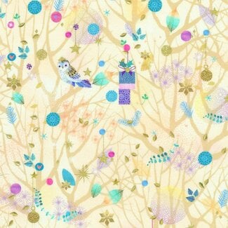 Robert Kaufman Holy Night, Tree, Cream, $0.20/cm or $20/m
