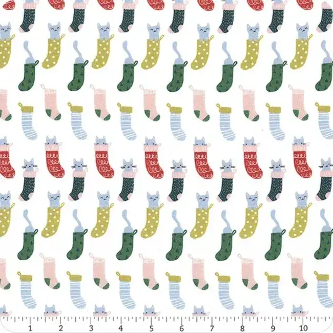 Sweater Weather, Kitty Stockings, White, $0.20/cm or $20/m