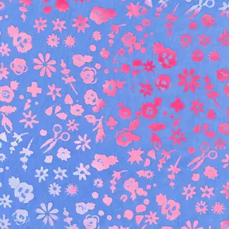 Andover Fabrics Stitched Floral, Periwinkle, $0.20/cm or $20/m