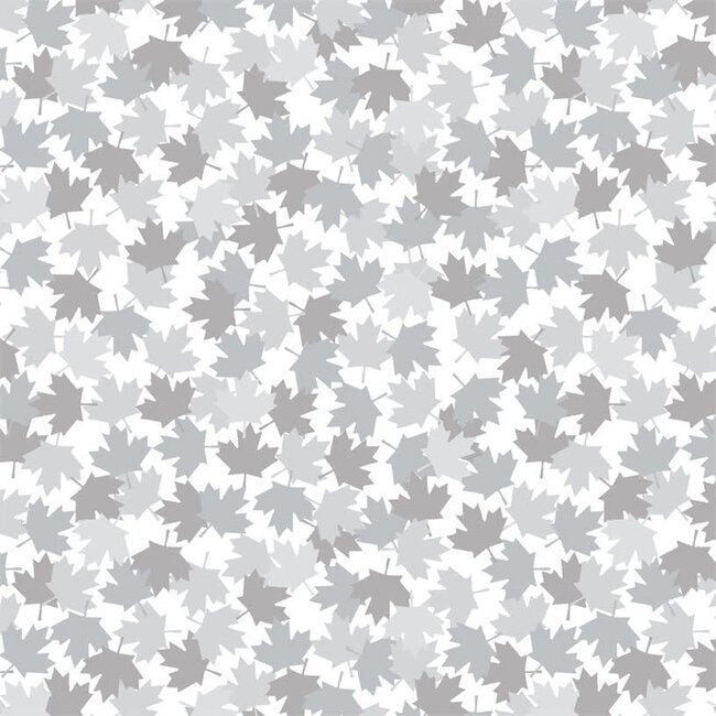 Canadian Christmas II, Grey Maple Leaves - (52763D) $0.14 per cm or $14/m