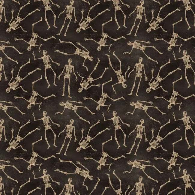 Gothic Halloween - Dancing Bones, Black - Y4440-3 $0.23 per cm or $23/m