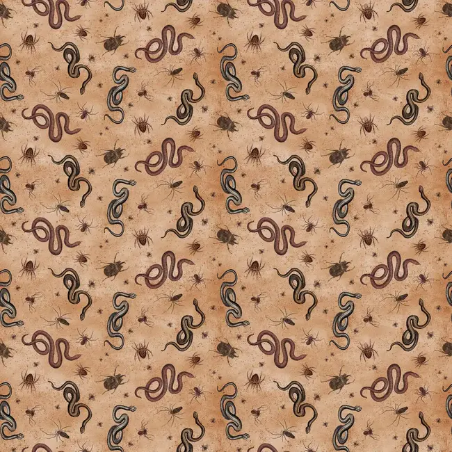 Gothic Halloween Digital Snakes & Bugs Y4443-71 Rust $0.23 per cm or $23/m