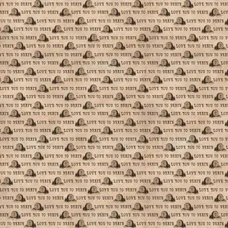 Clothworks Gothic Halloween Digital Love You Y4444-12 Khaki $0.23 per cm or $23/m