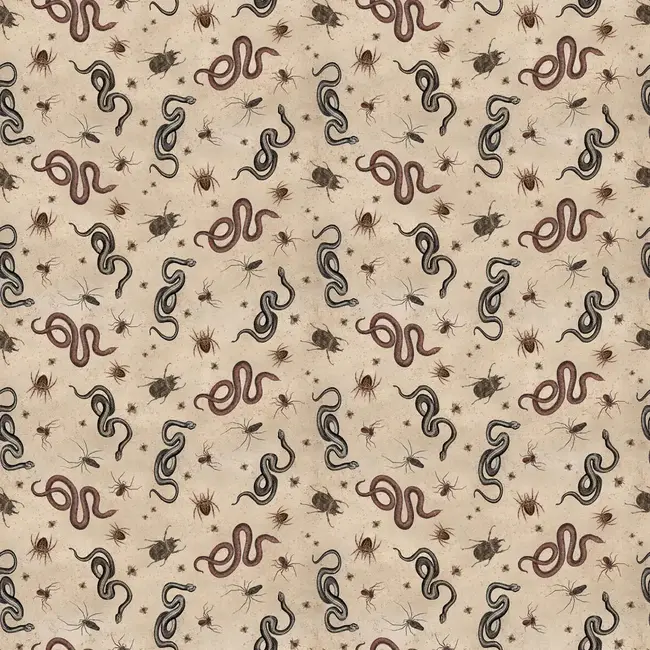 Gothic Halloween Digital Snakes & Bugs Y4443-12 Khaki $0.23 per cm or $23/m
