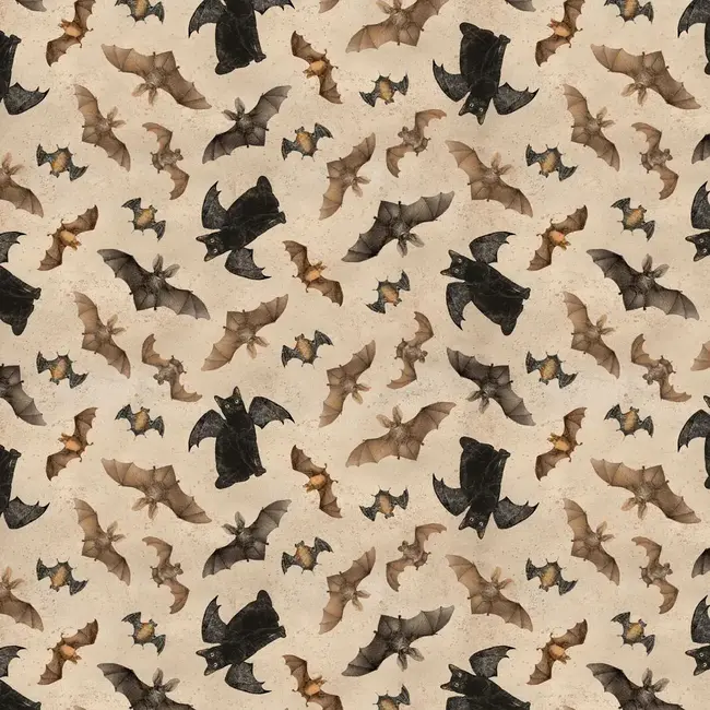 Gothic Halloween Digital Bats & Cats Y4441-12 Khaki $0.23 per cm or $23/m