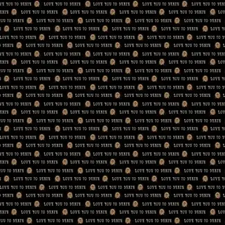 Clothworks Gothic Halloween Digital Love You Y4444-3 Black $0.23 per cm or $23/m