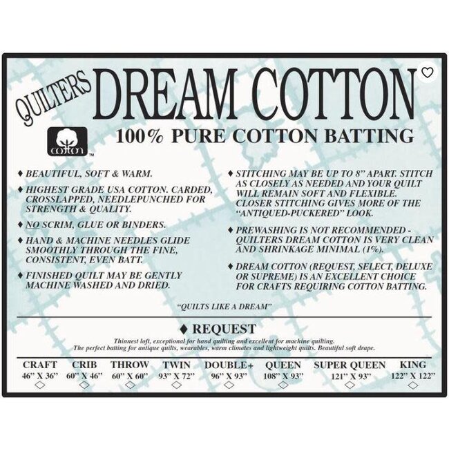 Dream Cotton Request Batting (Select Your Size)