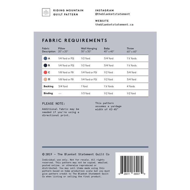 Riding Mountain Quilt Pattern