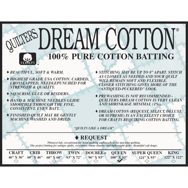 Dream Cotton Request Batting (Select Your Size)