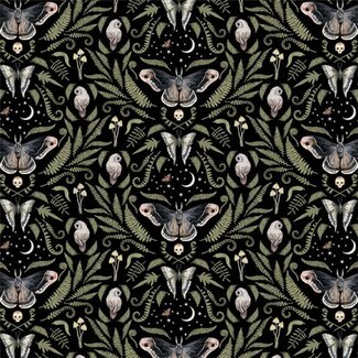 Dear Stella Wide Back, Moon Flower, Midnight, $0.40/cm or $40/m