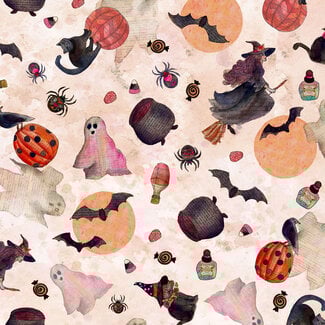 Clothworks Faboolous, Pale Peach Halloween Toss Y4473-131, $0.22/cm or $22/m