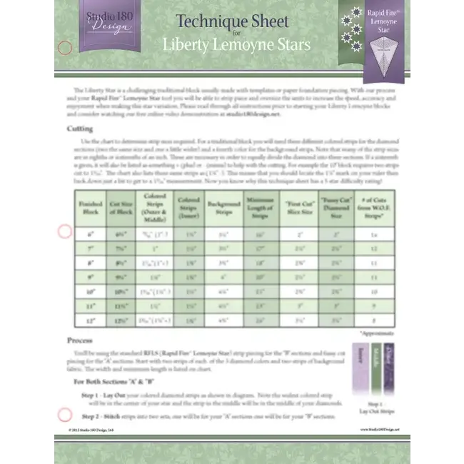 Liberty Lemoyne Stars - Technique Sheet