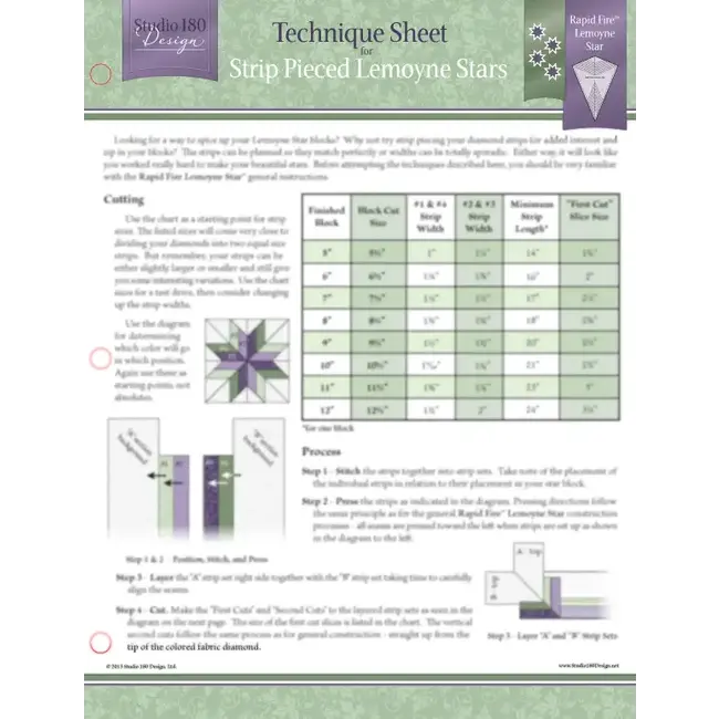 Strip Pieced Lemoyne Stars - Technique Sheet