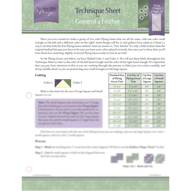 Geese of a Feather - Technique Sheet