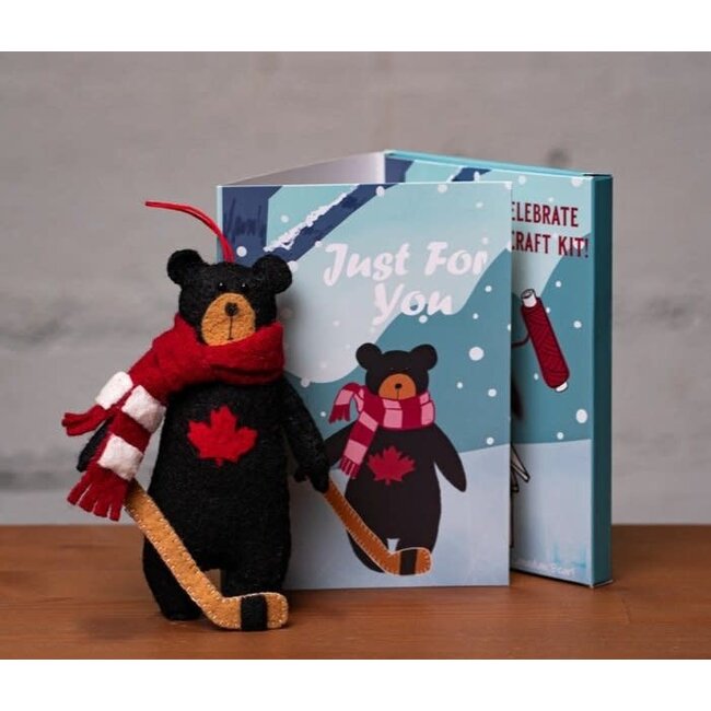 Greeting Card with DIY Hockey Bear Ornament