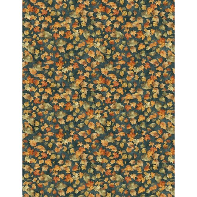 Glorious Fall, Leaves, Blue, $0.24/cm or $24/m