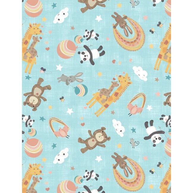 Rainbow Dreams, Animals Toss, Blue, $0.24/cm or $24/m