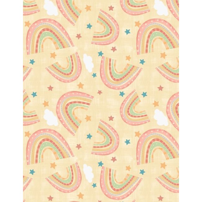 Rainbow Dreams, Rainbows Toss, Yellow, $0.24/cm or $24/m