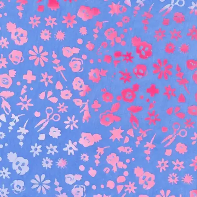 Stitched Floral, Periwinkle, $0.20/cm or $20/m