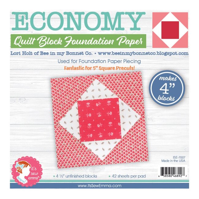 Economy Quilt Block Foundation Paper Piecing Pad, 42 blocks, 4in