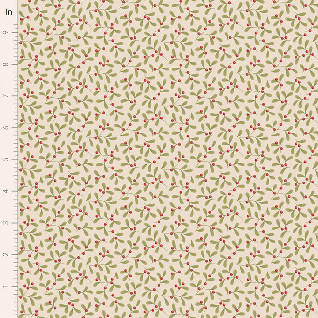 Tilda Merry Little Christmas, Mistletoe, Cream, $0.23/cm or $23/m