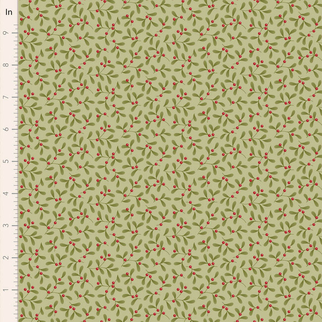 Tilda Merry Little Christmas, Mistletoe, Pistachio, $0.23/cm or $23/m