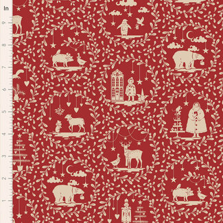 Tilda Tilda Merry Little Christmas, Paperscenes, Burgundy, $0.23/cm or $23/m