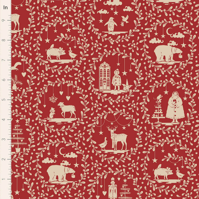 Tilda Merry Little Christmas, Paperscenes, Burgundy, $0.23/cm or $23/m