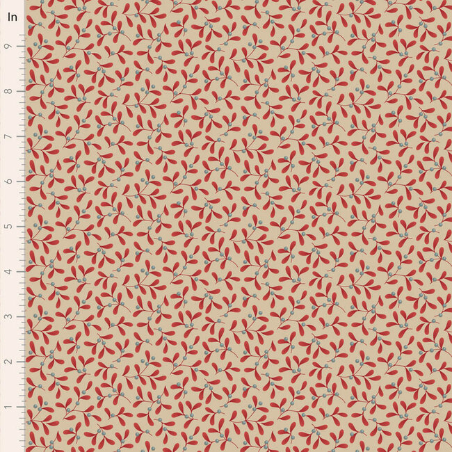 Tilda Merry Little Christmas, Mistletoe, Red, $0.23/cm or $23/m