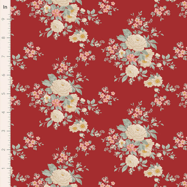 Tilda Merry Little Christmas, Carol, Burgundy, $0.23/cm or $23/m