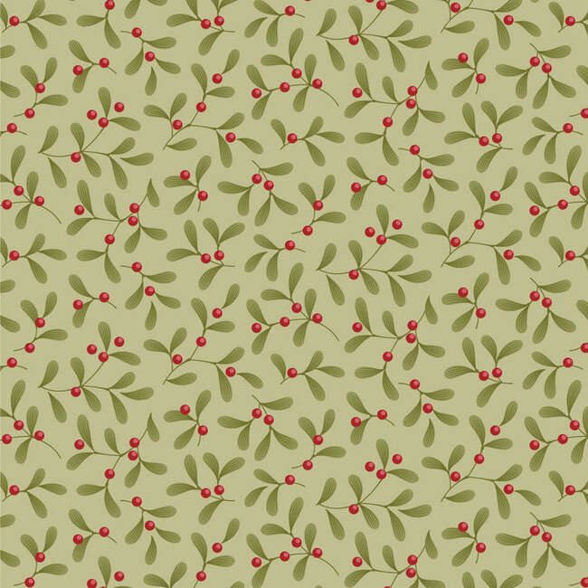 Tilda Merry Little Christmas, Mistletoe, Pistachio, $0.23/cm or $23/m