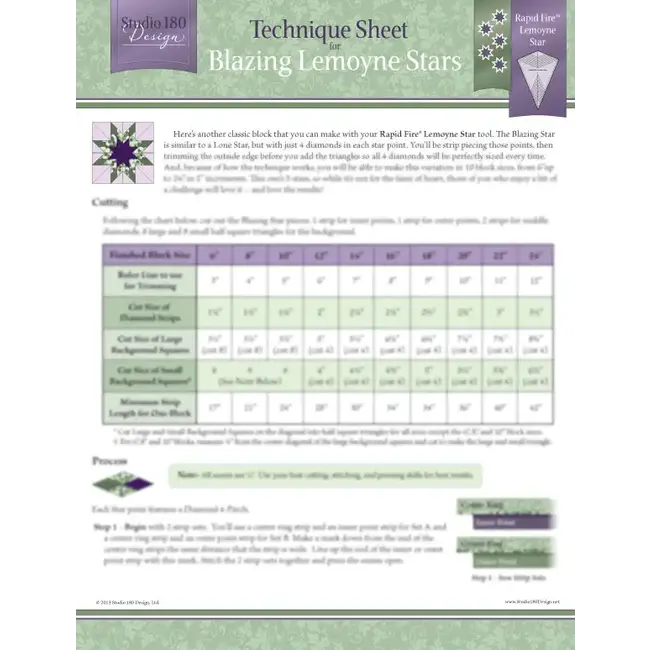 Blazing Lemoyne Stars Technique Sheet