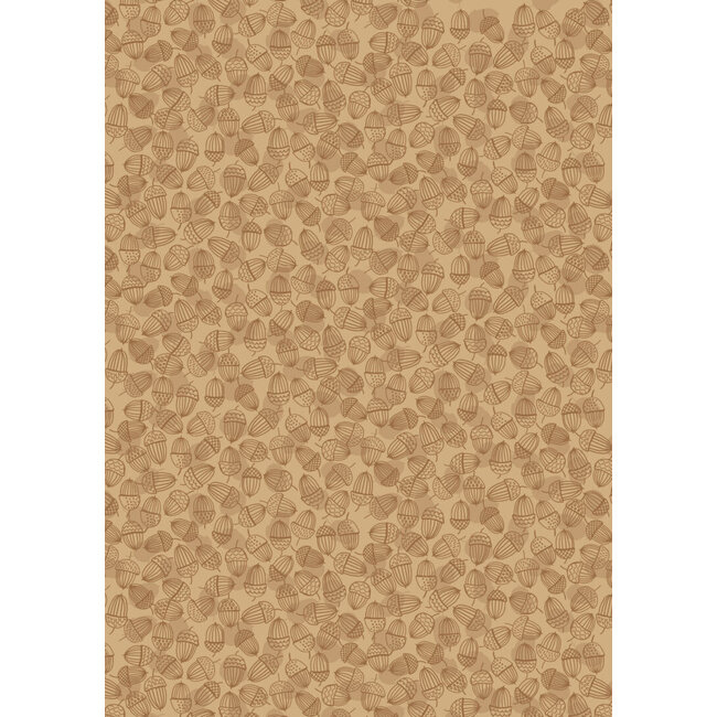 Snuggle Up Season, Flannel, Acorns on Oak, $0.24/cm or $24/m