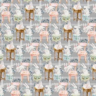 PBS Fabrics Goose Tales, Gingham Bunnies, $0.21/cm or $21/m