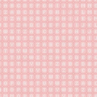 PBS Fabrics Goose Tales, ABC Cross Stitch, Pink, $0.21/cm or $21/m
