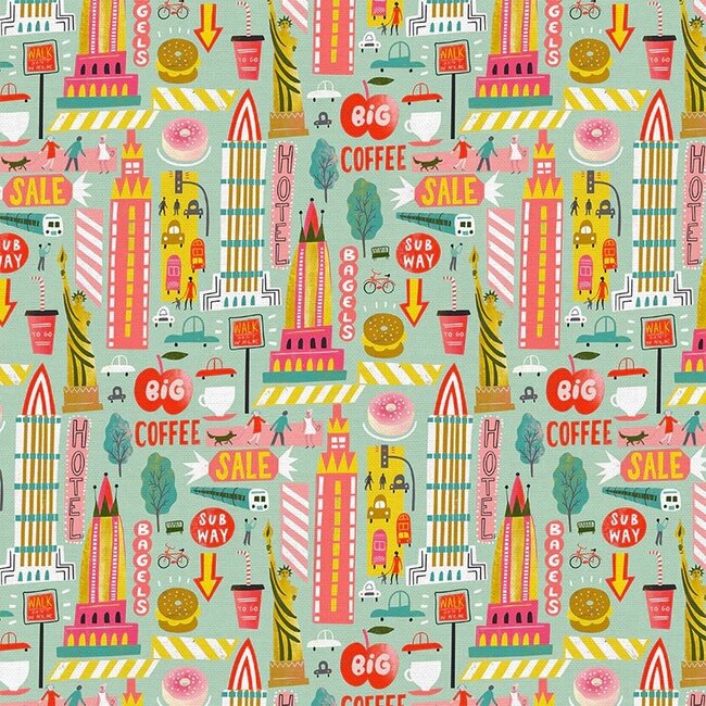 City Life, Buzzing Streets, Blue, $0.21/cm or $21/m