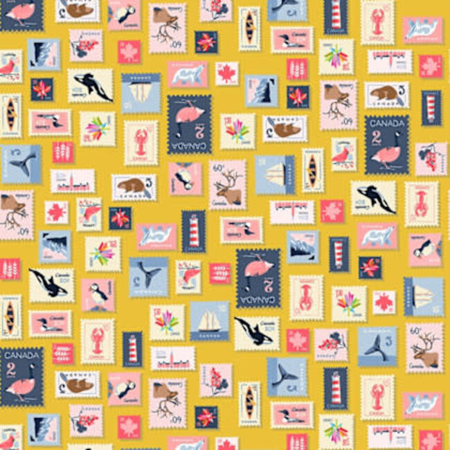 90cm  From Sea to Sea, Post Me a Letter, Wheat $22/m