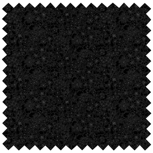 Monochrome, Packed Petals, Black, $0.20/cm or $20/m