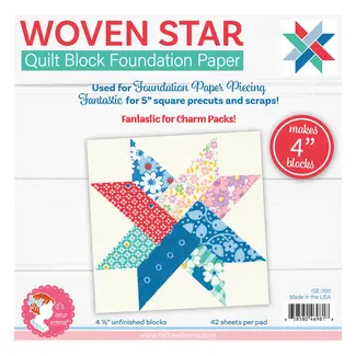 It's Sew Emma Woven Star Quilt Block Foundation Paper Piecing Pad, 42 sheets, 4in blocks