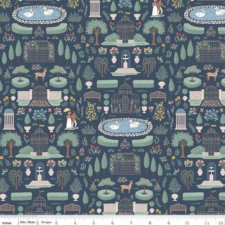 Riley Blake Designs Jane Austen, Emma, C16531, Highbury, Navy, $0.24/cm or $24/m